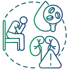 As a part of routine health check-up in individuals with kidney disease, liver failure, other conditions related to metabolism