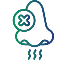 Decreased sense of taste and smell