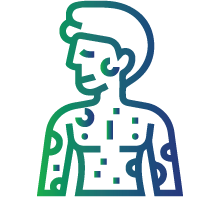 Spots all over the body (rose-shaped)