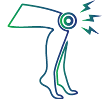 Pain and swelling in the joints, particularly knees