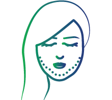 Overly large head with unusual facial features, especially jaw and forehead